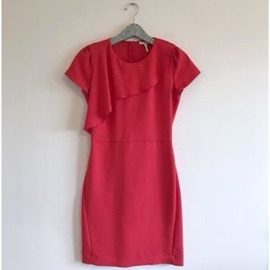 Maje Fanny Asymmetrical Sheath Ruffle Dress